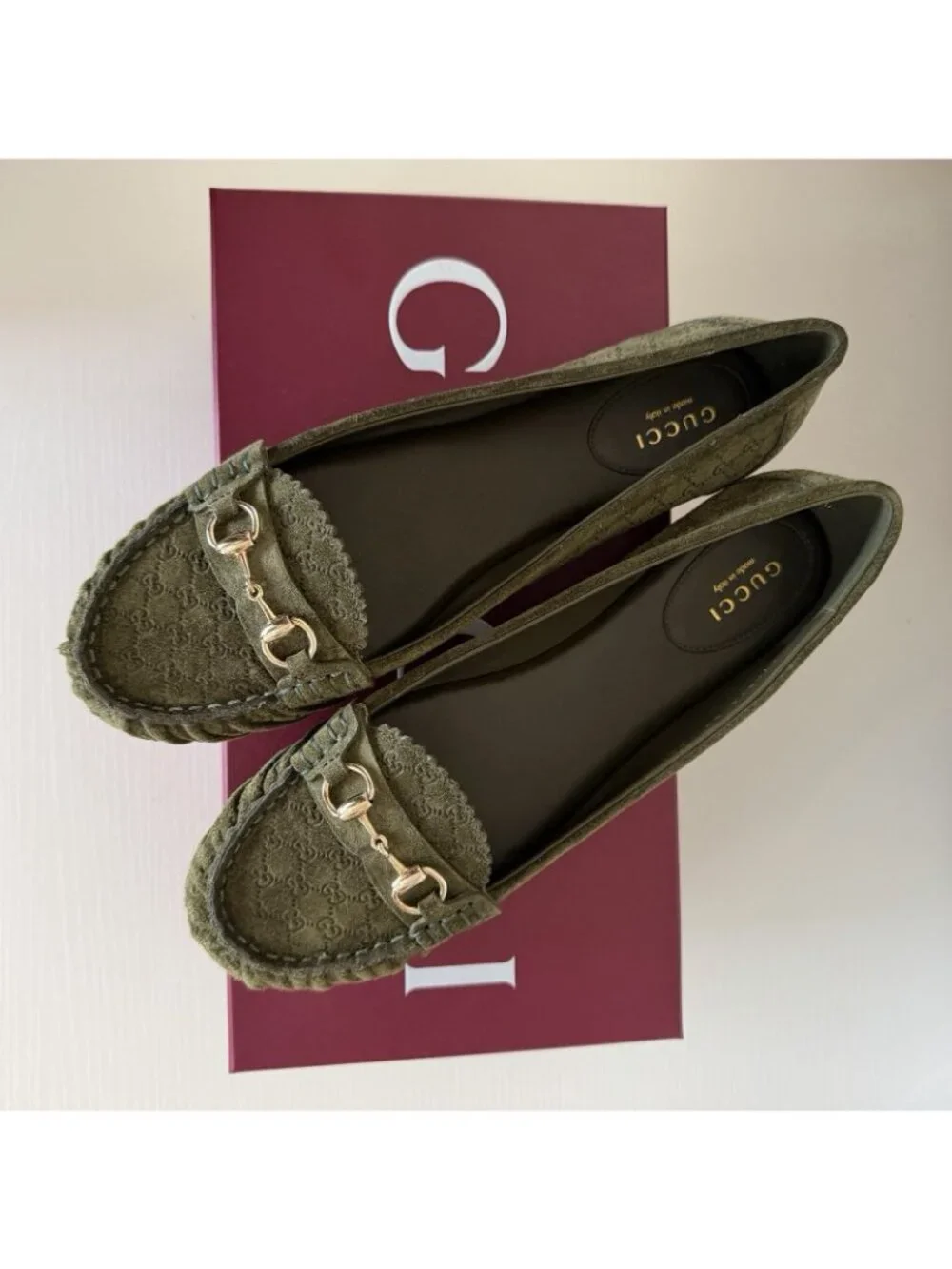 NEW GUCCI Women's GG Suede Kensington Horsebit Loafers EU 39 / US 9 Ballet Flats - Picture 3 of 10